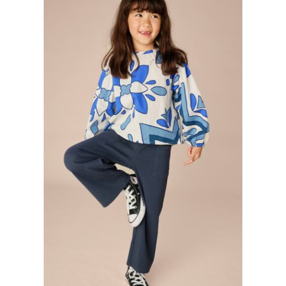 Tea Collection Other - NEW! Tea Collection Kids Girls Boho Woven Top 7 Blue White Geometric Print $45